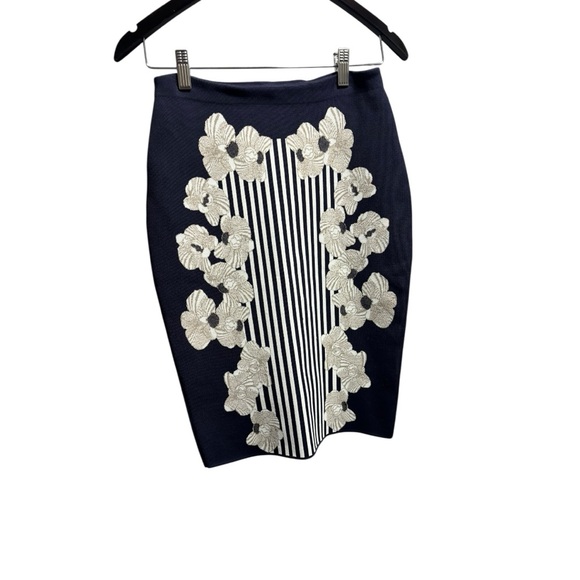 Diane Von Furstenberg Knit Skirt Navy Ivory S - Picture 8 of 13